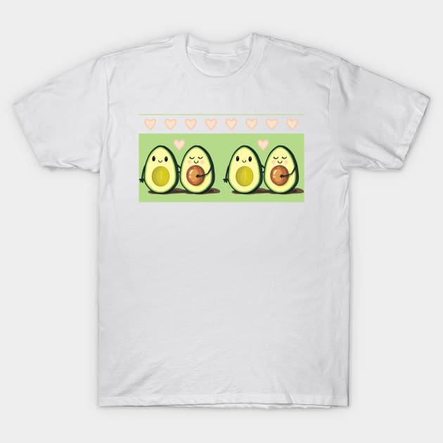 Two Halves Avocado Couples T-Shirt by ElephantShoe